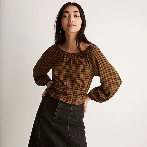 Madewell Tie-Back Cutout Top in Plaid XS - Picture 4 of 5